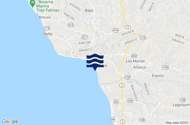 Carte des horaires des marées pour Piñales Barrio, Puerto Rico