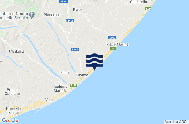 Carte des horaires des marées pour Placanica, Italy