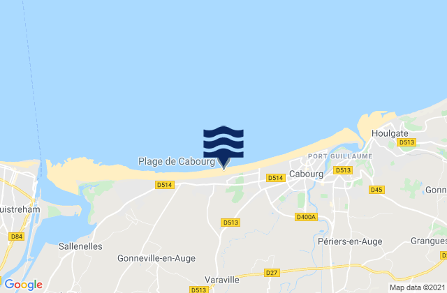 Carte des horaires des marées pour Plage de Cabourg, France