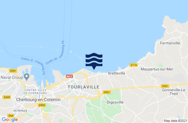 Carte des horaires des marées pour Plage de Collignon, France