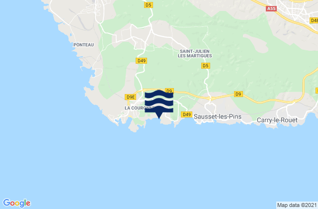 Carte des horaires des marées pour Plage de Sainte-Croix, France