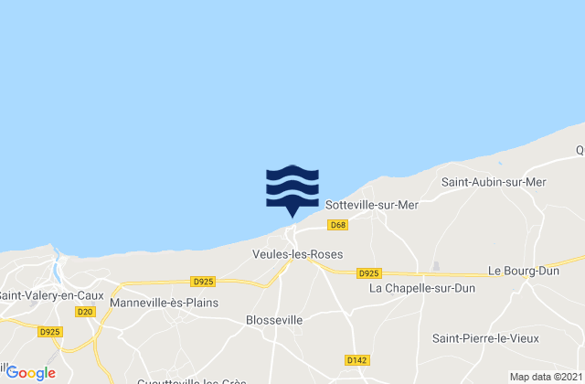 Carte des horaires des marées pour Plage de Veules-les-Roses, France
