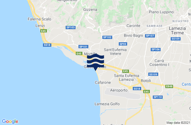 Carte des horaires des marées pour Platania, Italy