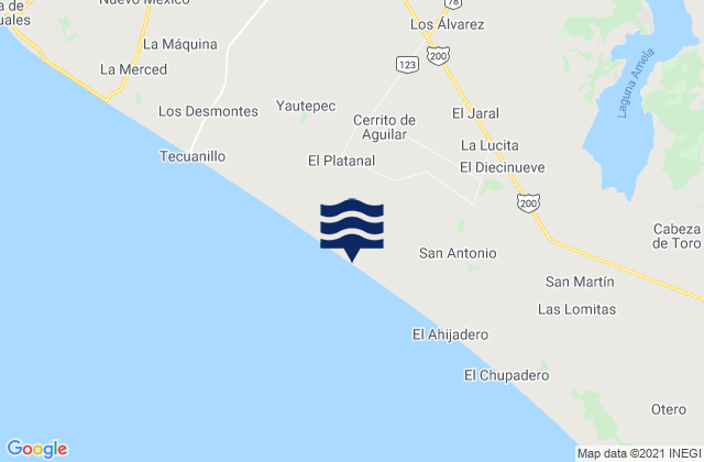 Carte des horaires des marées pour Platanitos, Mexico