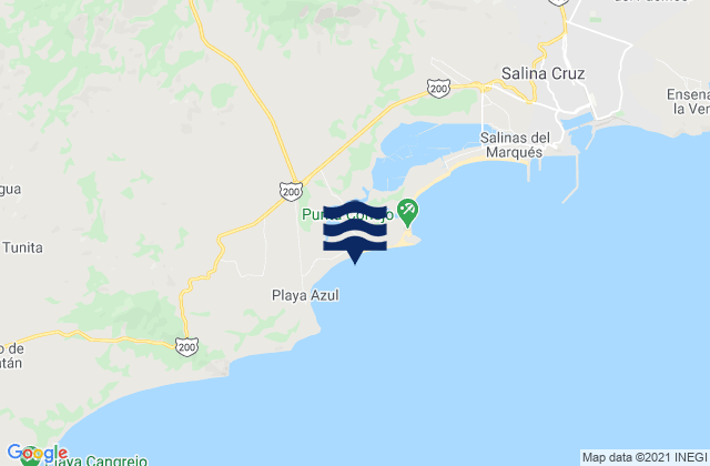 Carte des horaires des marées pour Playa Azul, Mexico