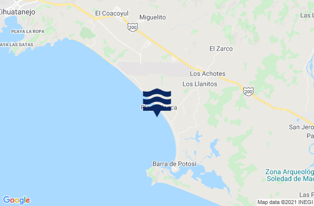 Carte des horaires des marées pour Playa Blanca, Mexico