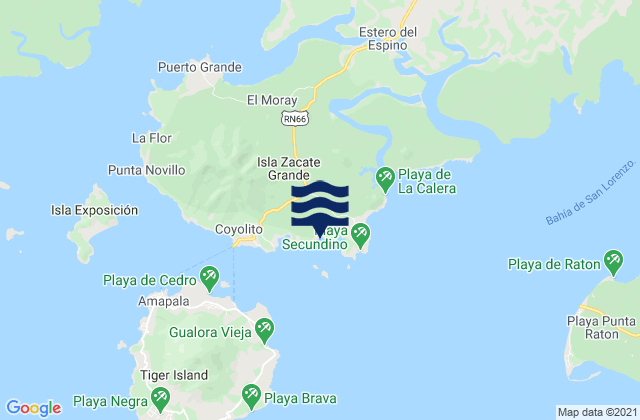 Carte des horaires des marées pour Playa Blanca, Honduras