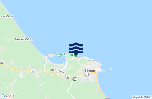 Carte des horaires des marées pour Playa Bonita, Costa Rica
