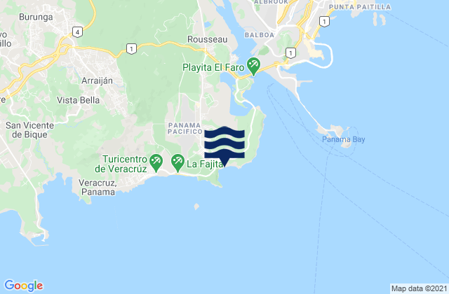 Carte des horaires des marées pour Playa Bonita, Panama