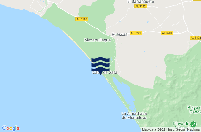 Carte des horaires des marées pour Playa Cabo De Gata, Spain