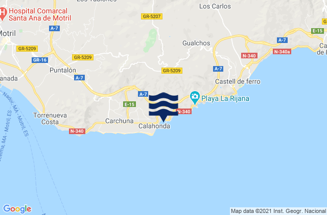 Carte des horaires des marées pour Playa Calahonda, Spain