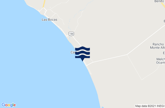 Carte des horaires des marées pour Playa Camahuiroa, Mexico