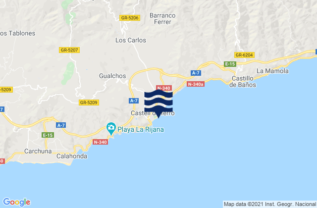 Carte des horaires des marées pour Playa Castell Del Ferro - Sotillo, Spain