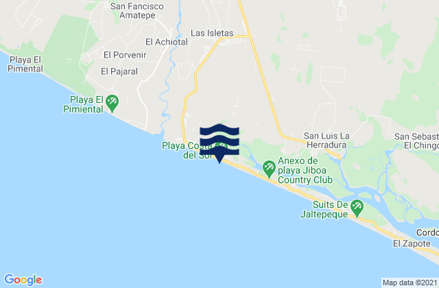 Carte des horaires des marées pour Playa Costa del Sol, El Salvador