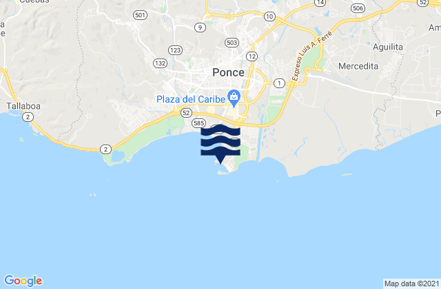 Carte des horaires des marées pour Playa De Ponce, Puerto Rico