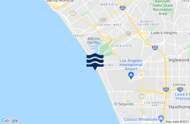 Carte des horaires des marées pour Playa Del Rey, United States