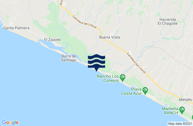 Carte des horaires des marées pour Playa Dorada, El Salvador