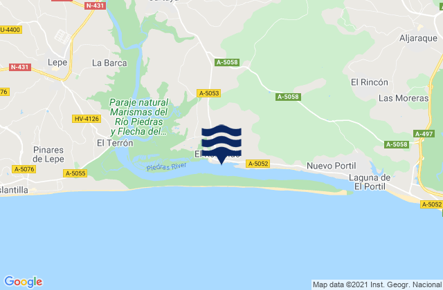 Carte des horaires des marées pour Playa El Rompido, Spain