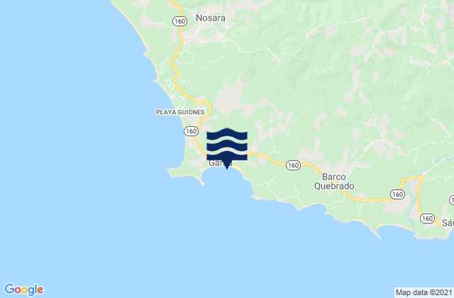 Carte des horaires des marées pour Playa Garza, Costa Rica