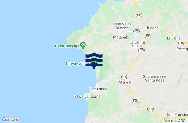 Carte des horaires des marées pour Playa Grande - Guanacaste, Costa Rica