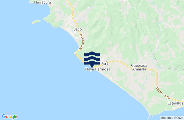Carte des horaires des marées pour Playa Hermosa, Costa Rica