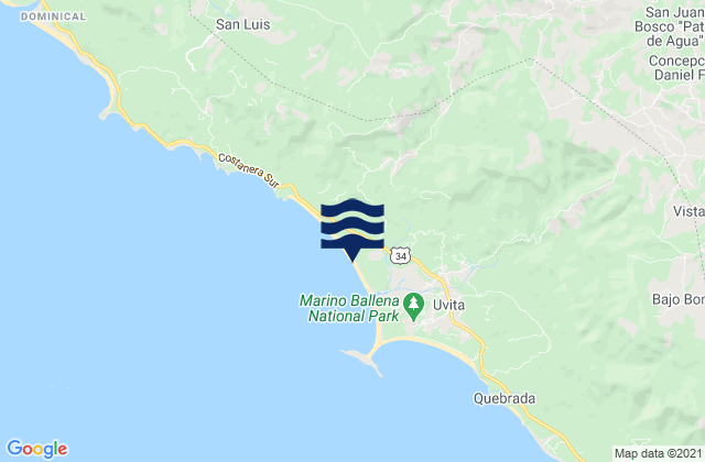 Carte des horaires des marées pour Playa Hermosa, Costa Rica
