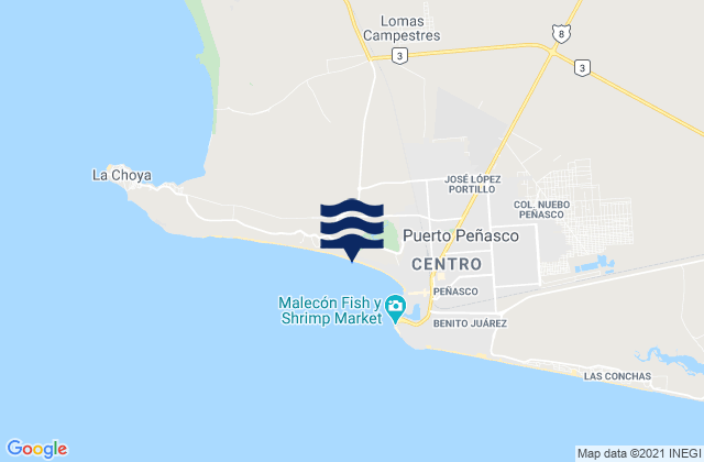 Carte des horaires des marées pour Playa Hermosa, Mexico