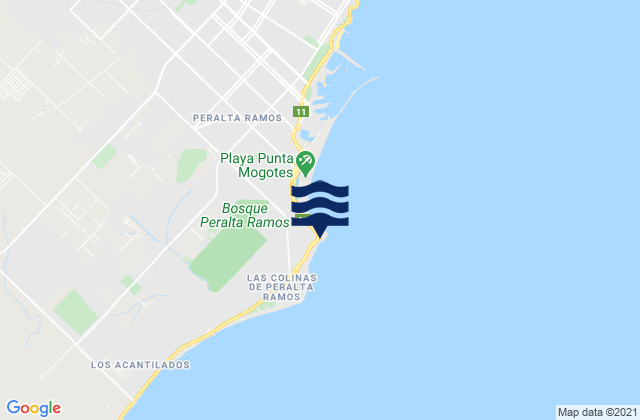Carte des horaires des marées pour Playa Mariano (Mar del Plata), Argentina