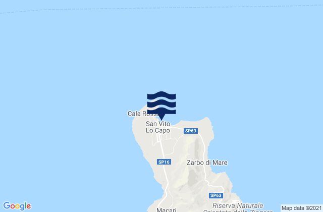 Carte des horaires des marées pour Playa San Vito Lo Capo, Italy