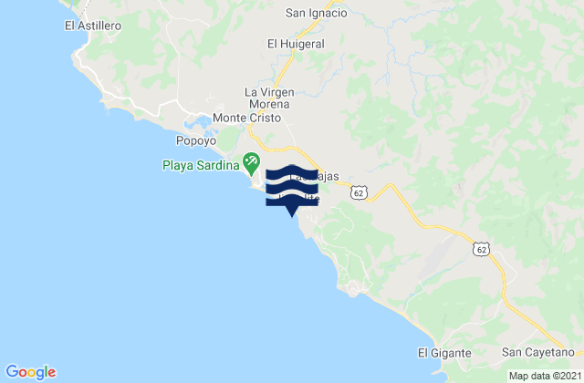 Carte des horaires des marées pour Playa Santana (Playa Jiquelite), Nicaragua