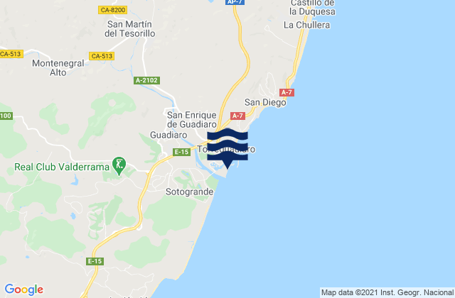 Carte des horaires des marées pour Playa Sotogrande, Spain