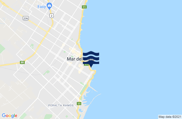 Carte des horaires des marées pour Playa Varesse, Argentina