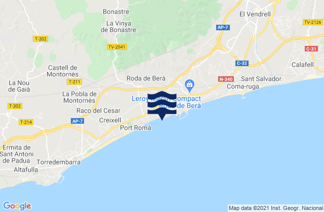 Carte des horaires des marées pour Playa de Barra, Spain