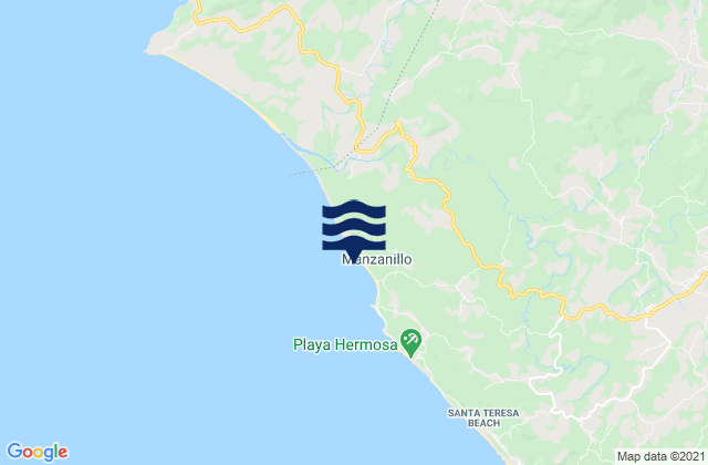 Carte des horaires des marées pour Playa de Manzanillo, Costa Rica