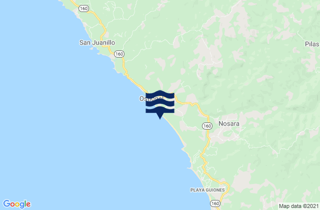 Carte des horaires des marées pour Playa de Nosara, Costa Rica