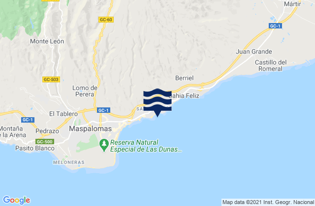 Carte des horaires des marées pour Playa de San Agustín, Spain