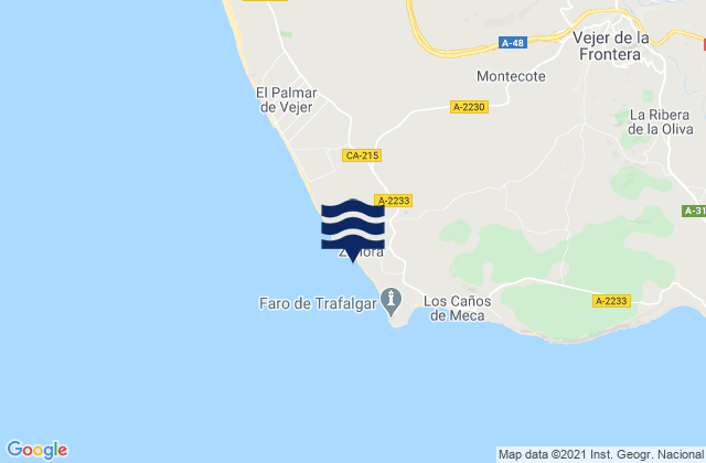 Carte des horaires des marées pour Playa de Zahora, Spain