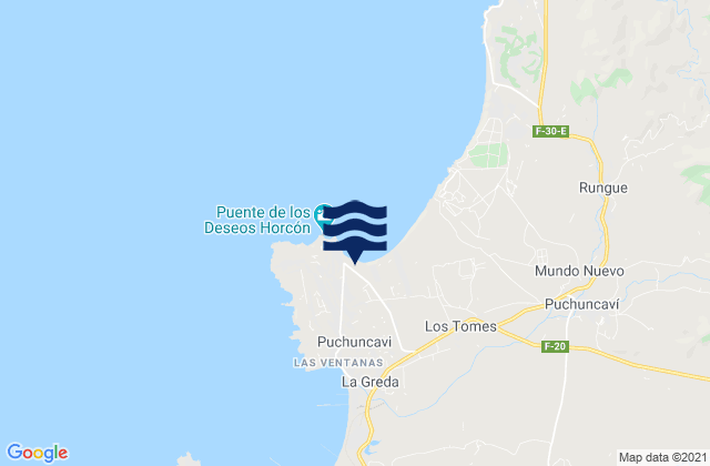 Carte des horaires des marées pour Playa del Horcón, Chile