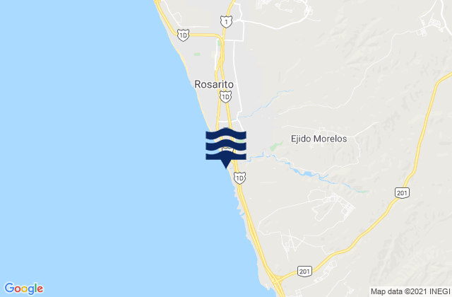 Carte des horaires des marées pour Playas de Rosarito, Mexico
