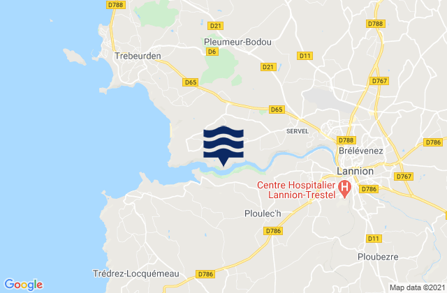 Carte des horaires des marées pour Pleumeur-Bodou, France