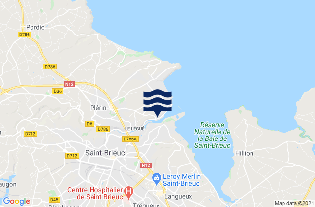 Carte des horaires des marées pour Ploufragan, France