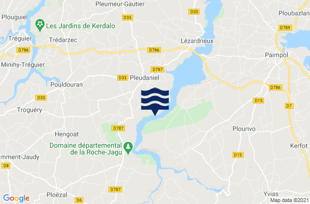 Carte des horaires des marées pour Ploëzal, France
