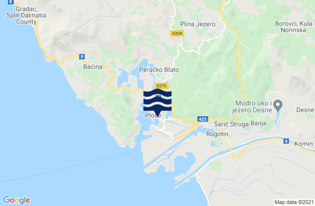 Carte des horaires des marées pour Ploče, Croatia