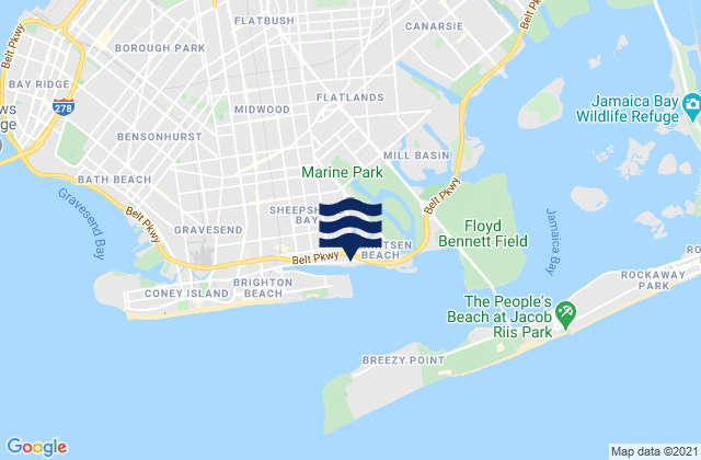 Carte des horaires des marées pour Plum Beach Brooklyn, United States