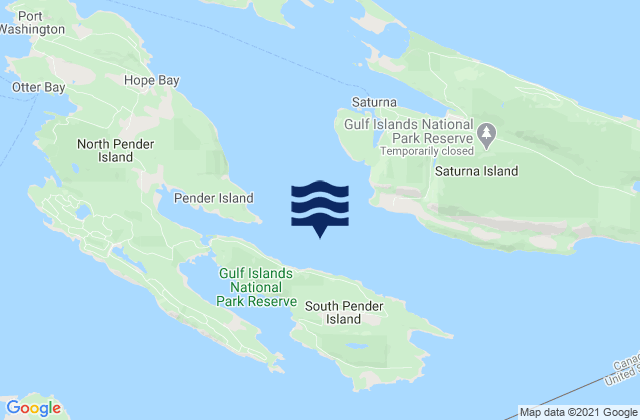 Carte des horaires des marées pour Plumper Sound, Canada