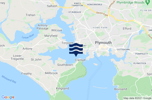 Carte des horaires des marées pour Plymouth (Devonport), United Kingdom