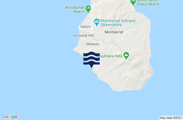 Carte des horaires des marées pour Plymouth, Montserrat