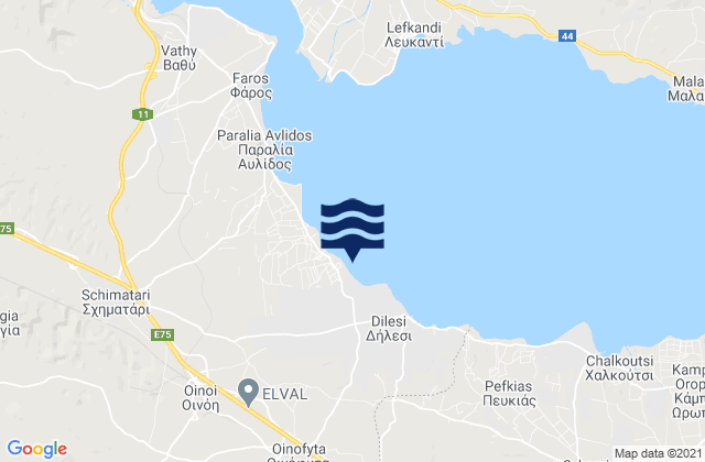 Carte des horaires des marées pour Pláka Dílesi, Greece