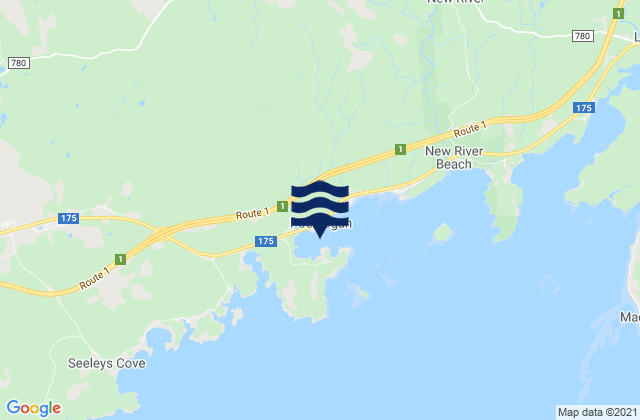 Carte des horaires des marées pour Pocologan Harbour, Canada