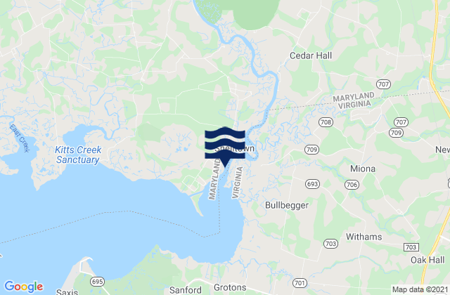 Carte des horaires des marées pour Pocomoke R. 0.5 mile below Shelltown, United States